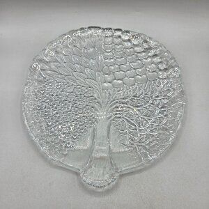 Four Seasons Glass Serving Platter Plate Tree of Life Studio Nova 1970s